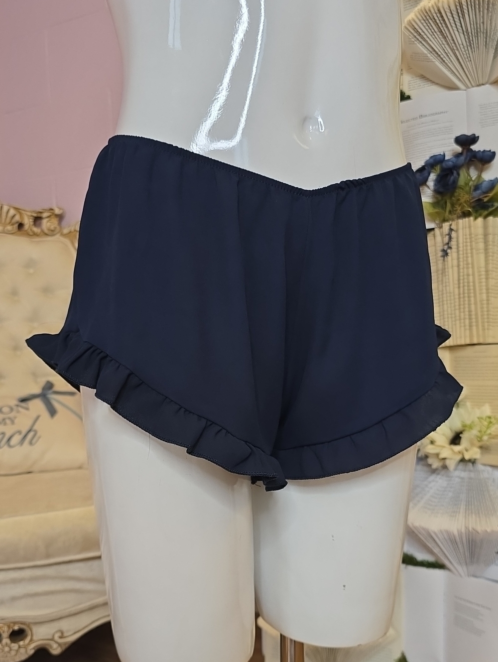 Brandy Melville Navy Blue Semi Sheer Mini Shorts OS